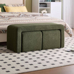 3 Piece Nesting Ottoman Storage Bench for Modern Entryway Seating - Bedroom Storage Bench - Hurbane Home