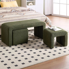 3 Piece Nesting Ottoman Storage Bench for Modern Entryway Seating - Bedroom Storage Bench - Hurbane Home