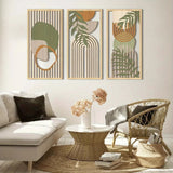 3 - Piece Sage Green Abstract Geometric Wooden Wall Art Set - Hurbane Home