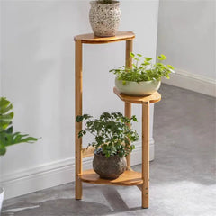 3 Tier Plant Stand – Bamboo Corner Display for Indoor Outdoor Spaces - Hurbane Home