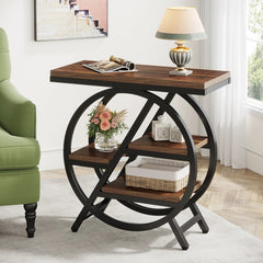 3 Tier Side Table – Tribesigns Rustic Storage with Geometric Metal Frame - Hurbane Home