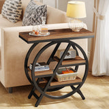 3 Tier Side Table – Tribesigns Rustic Storage with Geometric Metal Frame - Hurbane Home