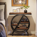 3 Tier Side Table – Tribesigns Rustic Storage with Geometric Metal Frame - Hurbane Home