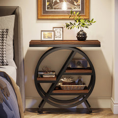 3 Tier Side Table – Tribesigns Rustic Storage with Geometric Metal Frame - Hurbane Home