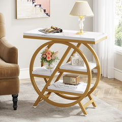 3 Tier Side Table – Tribesigns Rustic Storage with Geometric Metal Frame - Hurbane Home