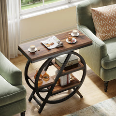 3 Tier Side Table – Tribesigns Rustic Storage with Geometric Metal Frame - Hurbane Home