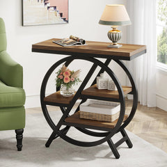 3 Tier Side Table – Tribesigns Rustic Storage with Geometric Metal Frame - Hurbane Home
