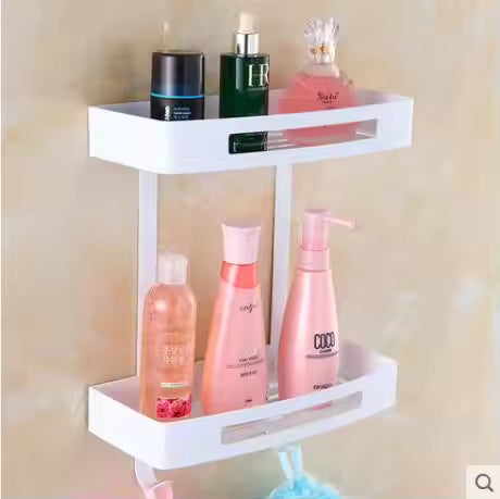Wall-Mounted Stainless Steel Corner Shower Shelf Dual-Tier Soap Basket