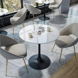30 Inch Round Bistro Table with Pedestal Base – Stylish Stone Top for Outdoor or Indoor Use - Hurbane Home