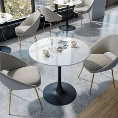 30 Inch Round Bistro Table with Pedestal Base – Stylish Stone Top for Outdoor or Indoor Use - Hurbane Home