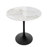 30 Inch Round Bistro Table with Pedestal Base – Stylish Stone Top for Outdoor or Indoor Use - Hurbane Home