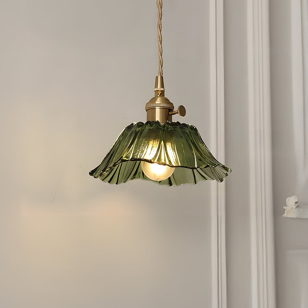 Lampsmodern-UK Retro Flower Glass Pendant Light Adjustable 59in Cord
