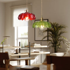 Fay Rustic Tulip Glass Pendant Light Retro Flower Bud Brass