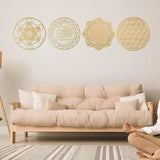 4 Piece Wall Art – Sacred Geometry Wooden Crystal Grid Set - Hurbane Home