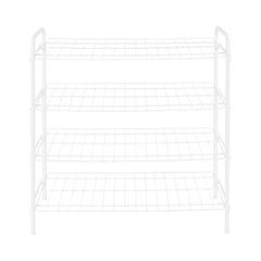 4 Tier Shoe Rack – 12 Pairs White Steel Wire Organizer for Entryway - Hurbane Home