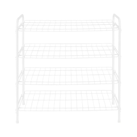 4 Tier Shoe Rack – 12 Pairs White Steel Wire Organizer for Entryway - Hurbane Home