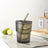 450ml Striped Glass Cup with Lid and Straw, Clear - Hurbane Home