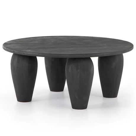 Solid Wood Coffee Table - Round Accent Table for Modern Living Rooms - Hurbane Home