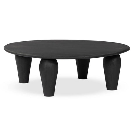 Solid Wood Coffee Table - Round Accent Table for Modern Living Rooms - Hurbane Home