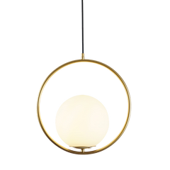 Tall black oval frame glass globe pendant on a plain white studio background