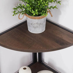 5 - Tier Rustic Industrial Bookshelf Walnut Wood and Metal Shelving - Hurbane Home