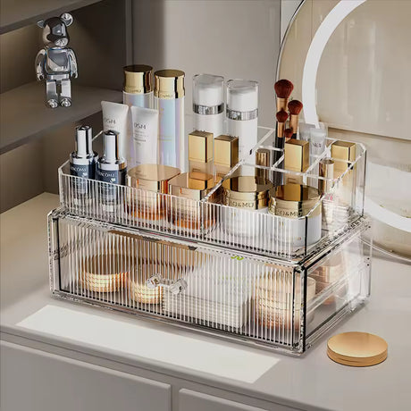 Acrylic Makeup Organizer – Large Desktop Cosmetic Storage with Drawers