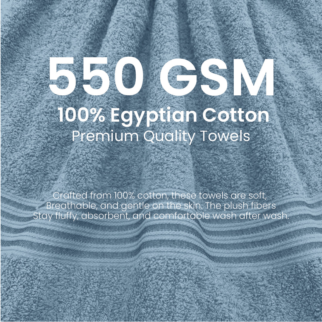 Premium Bath Towel Sets – 100% Egyptian Cotton, 550 GSM, 4 and 8-Piece Sets