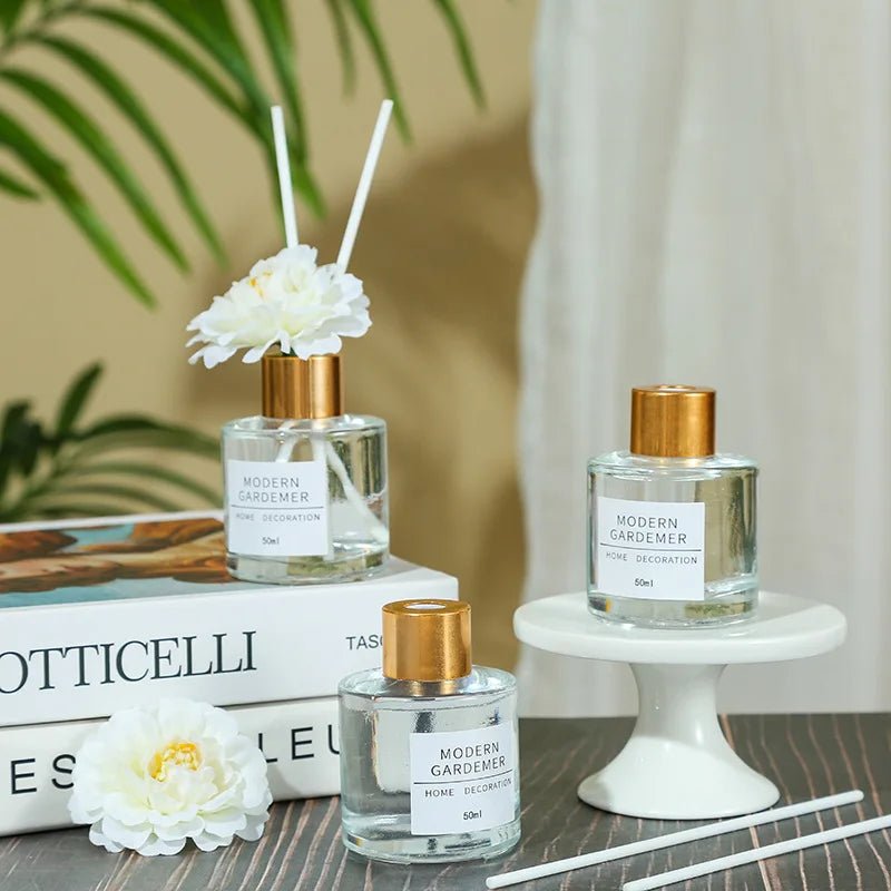 50ml Frosted Glass Rose Reed Diffuser - Aromatic Home Ambiance Solution - oil reed diffuser - Hurbane Home