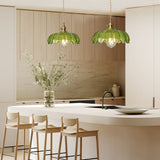 Fay Rustic Tulip Glass Pendant Light Retro Flower Bud Brass