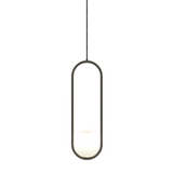 Gold round frame glass globe pendant shown against a plain white studio background
