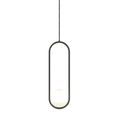 Gold round frame glass globe pendant shown against a plain white studio background