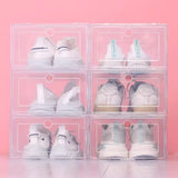 Plastic Shoe Boxes Stackable – Transparent Foldable Dustproof Storage Organizer.