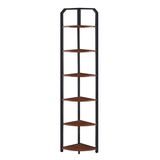 6 Tier Corner Bookshelf – Industrial Freestanding Shelf Stand - Hurbane Home
