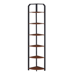 6 Tier Corner Bookshelf – Industrial Freestanding Shelf Stand - Hurbane Home