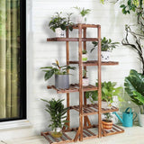 6 Tier Plant Stand - Rustic Wooden Flower Display Rack Indoor - Hurbane Home