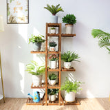 6 tier plant stand holding indoor potted plants