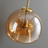 Lampsmodern-UK Retro Copper Glass Ceiling Light Semi-Flush 9.8in