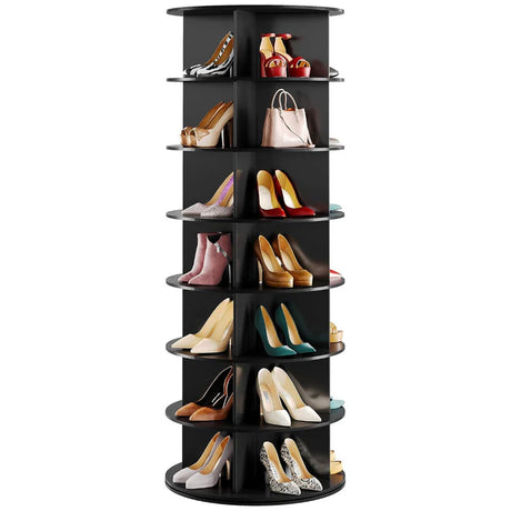 7 Tier Rotating Shoe Rack – 360° Spinning Tower Organizer Black.