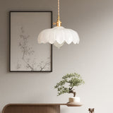 Fay Rustic Tulip Glass Pendant Light Retro Flower Bud Brass