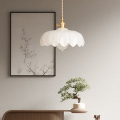 Fay Rustic Tulip Glass Pendant Light Retro Flower Bud Brass