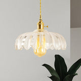 Fay Rustic Tulip Glass Pendant Light Retro Flower Bud Brass