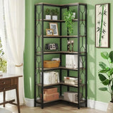 7 Tier Bookshelf – Industrial Metal Corner Storage Rack - Hurbane Home