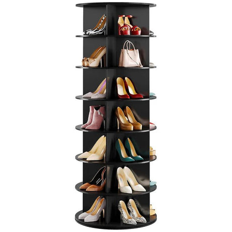7 Tier Rotating Shoe Rack – 360° Spinning Tower Organizer Black - Spinning Shoe Rack - Hurbane Home