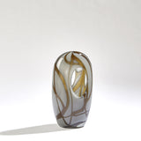 Swirl Art Glass Vase Amber Grey with Central Cutout Small