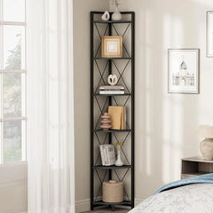 78 Tall Metal Shelving Unit – Industrial 6 - Tier Corner Rack - Hurbane Home