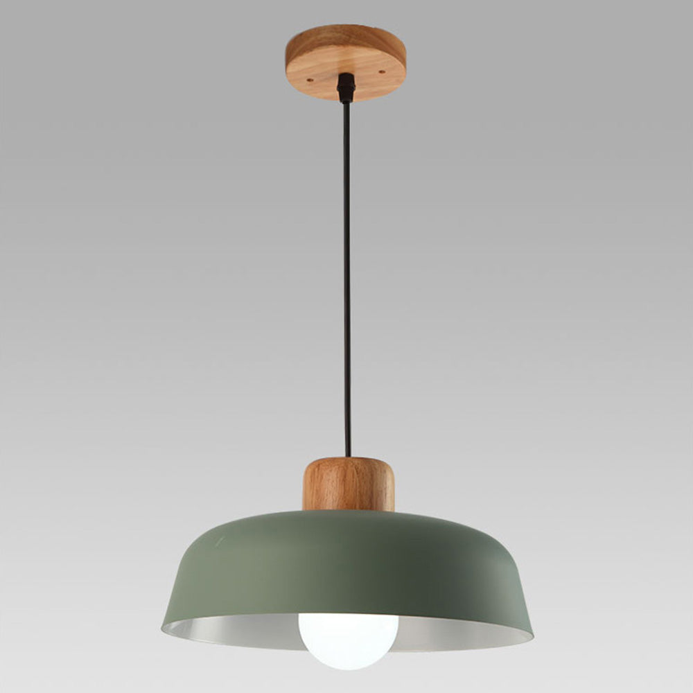 Lampsmodern-UK Nordic Wooden Pendant Light Aluminum Accents D11.8 H5.5in