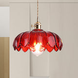 Fay Rustic Tulip Glass Pendant Light Retro Flower Bud Brass