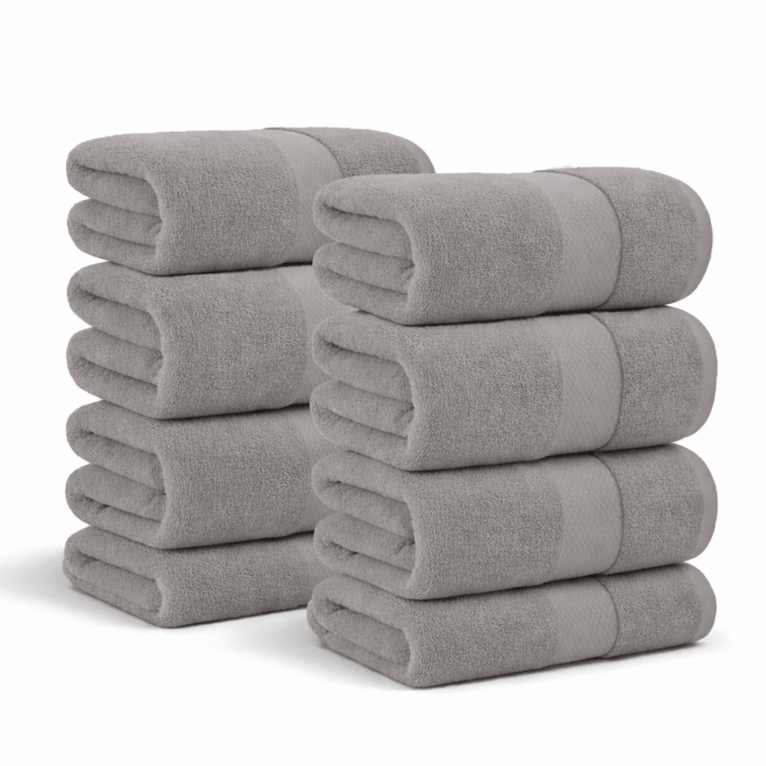 8 - Piece Extra Large Bath Sheets - 100% Cotton, 550 GSM, Jumbo 35x70 Inch Towels - Bath Towels - Hurbane Home
