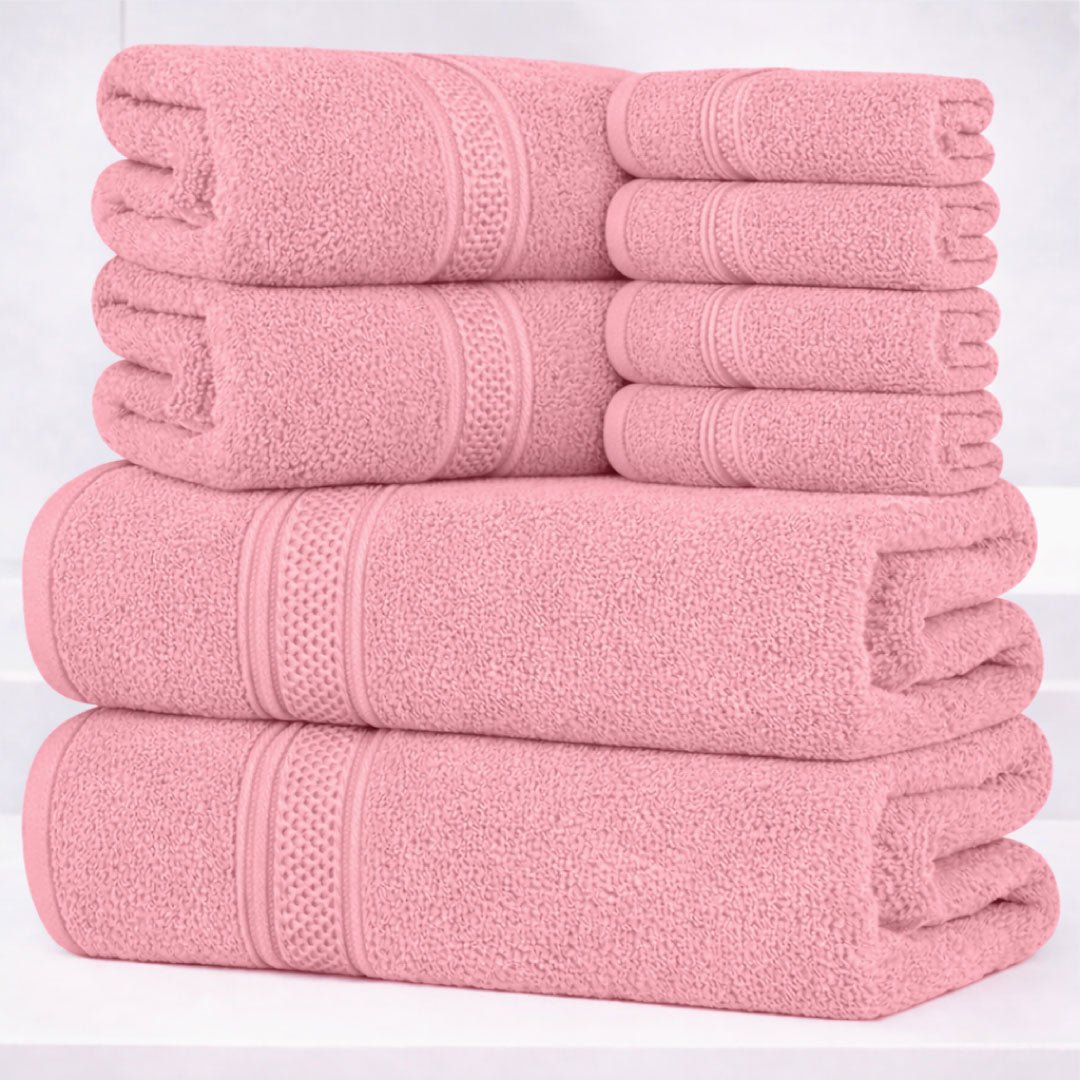 8 - Piece Fancy Cotton Towel Set – Ultra Soft, Quick - Dry & Highly Absorbent - Towels - Hurbane Home