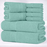 8 - Piece Fancy Cotton Towel Set – Ultra Soft, Quick - Dry & Highly Absorbent - Towels - Hurbane Home